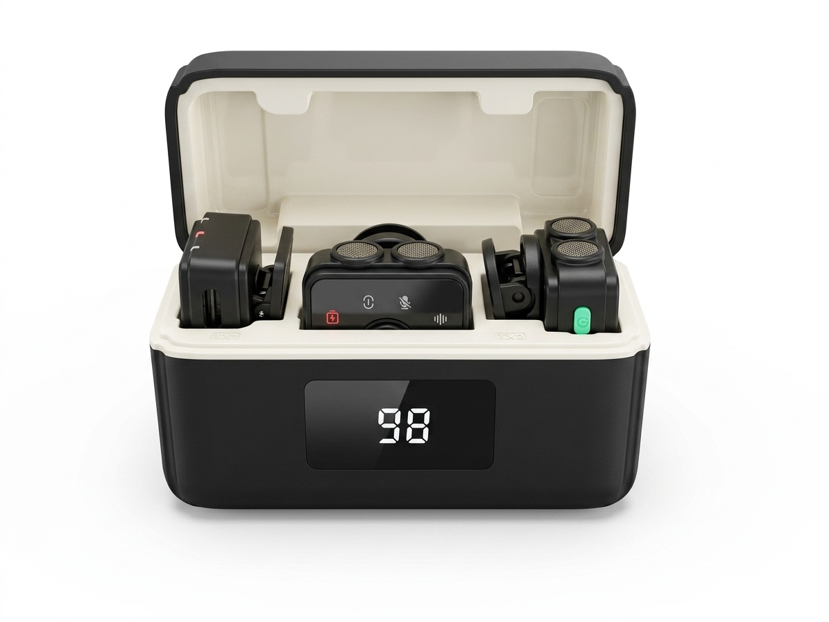 CreatorMic Plus voice-enhancing mini wireless microphones and battery case for iPhone, Android & Cameras
