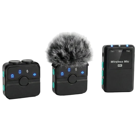 CreatorMic includes two wireless transmitters and universal receiver for iPhone, iPad, Android and cameras